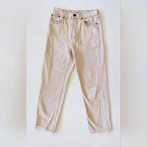 BDG Pax High Rise Straight Leg Distressed Denim Jeans W27 X L32 Beige